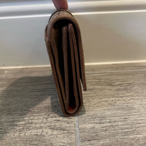 Coach leather Wallet brown/tan with Red Interior - Picture 5 of 6